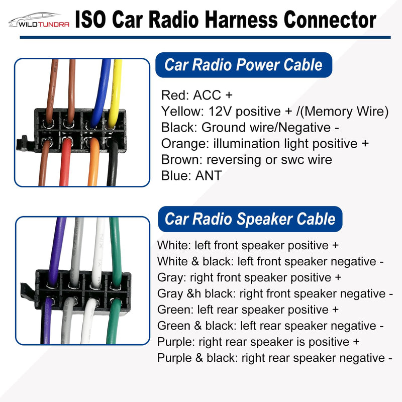 8+8Pin Universa ISO Car Radio Wiring Harness, Android Car Stereo Harness Adapter Radio Power Speakers Wiring Adapter ISO Radio Harness Adapter replacement for Boss Jenson Leadfan SJOYBRING Bluetooth Universal ISO Harness