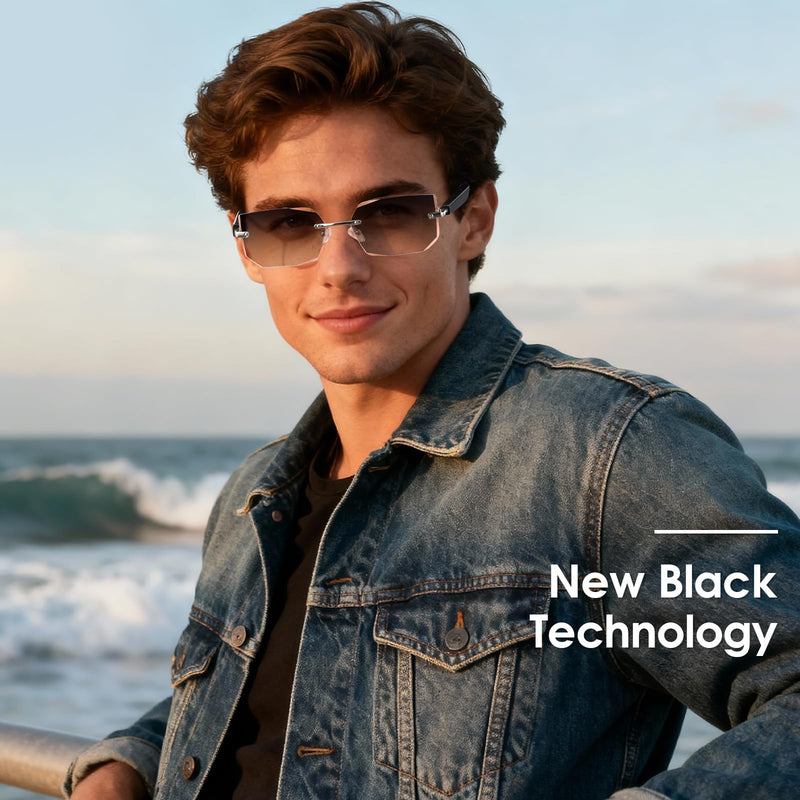 Bluetooth Audio Smart Glasses, Blue Light Glasses for Women Men, Open Ear Sound Mic & Speakers, Magnetic Charging, Color-Changing Polarized Sunglasses Lenses, Voice Assistant (Change) change