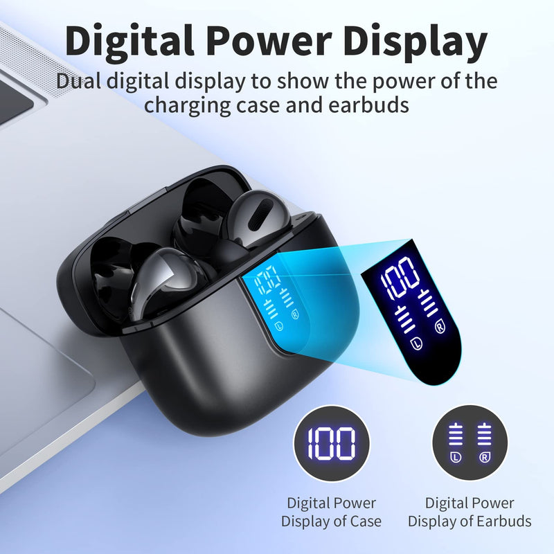 TAGRY 2 Sets X08 Black and White Bluetooth Headphones True Wireless Earbuds 60H Playback Ear Buds with Wireless Charging Case in-Ear Earbuds with Mic
