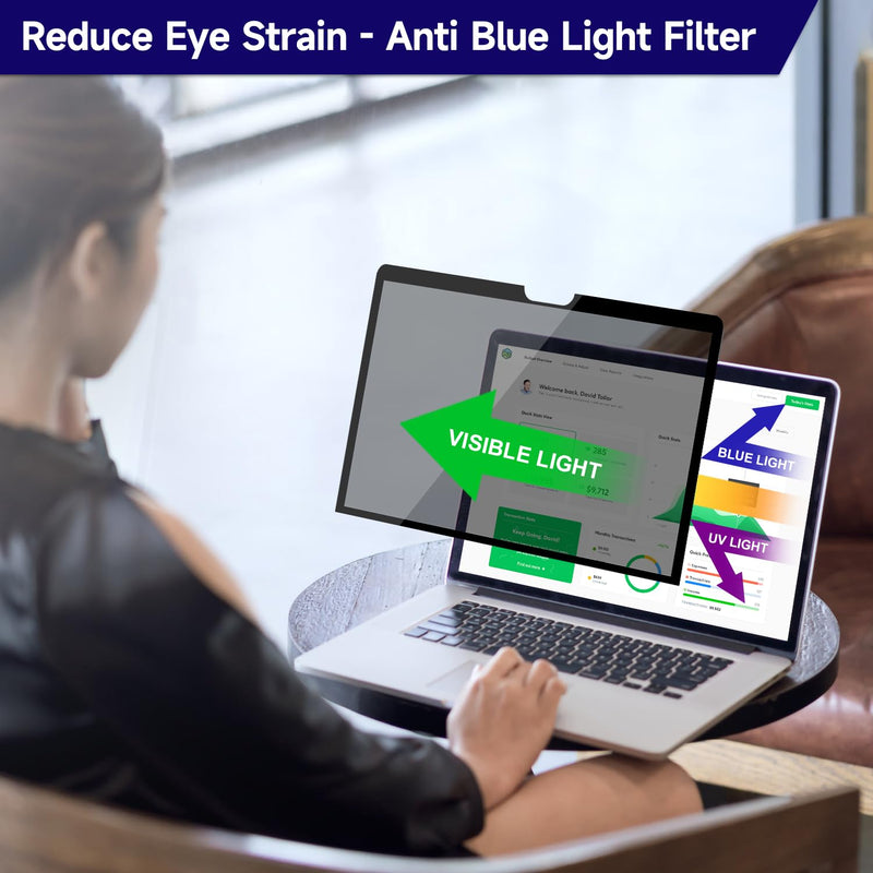 Upgraded Privacy Screen Filter Compatible with MacBook Pro 13 Inch (2016-2022, M1, M2)/MacBook Air 13'' (2018-2021, M1), Removable Anti Blue Light Laptop Privacy Screen, No Magnetic No Glue