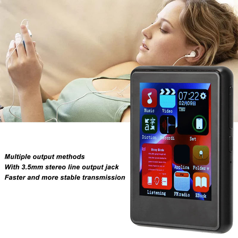 [AUSTRALIA] - Bluetooth MP3 Player with Full, HiFi Stereo Music Player with FM Radio, E Book, Recording, Portable Music Device with Headphones Support up to 256GB (Black) 