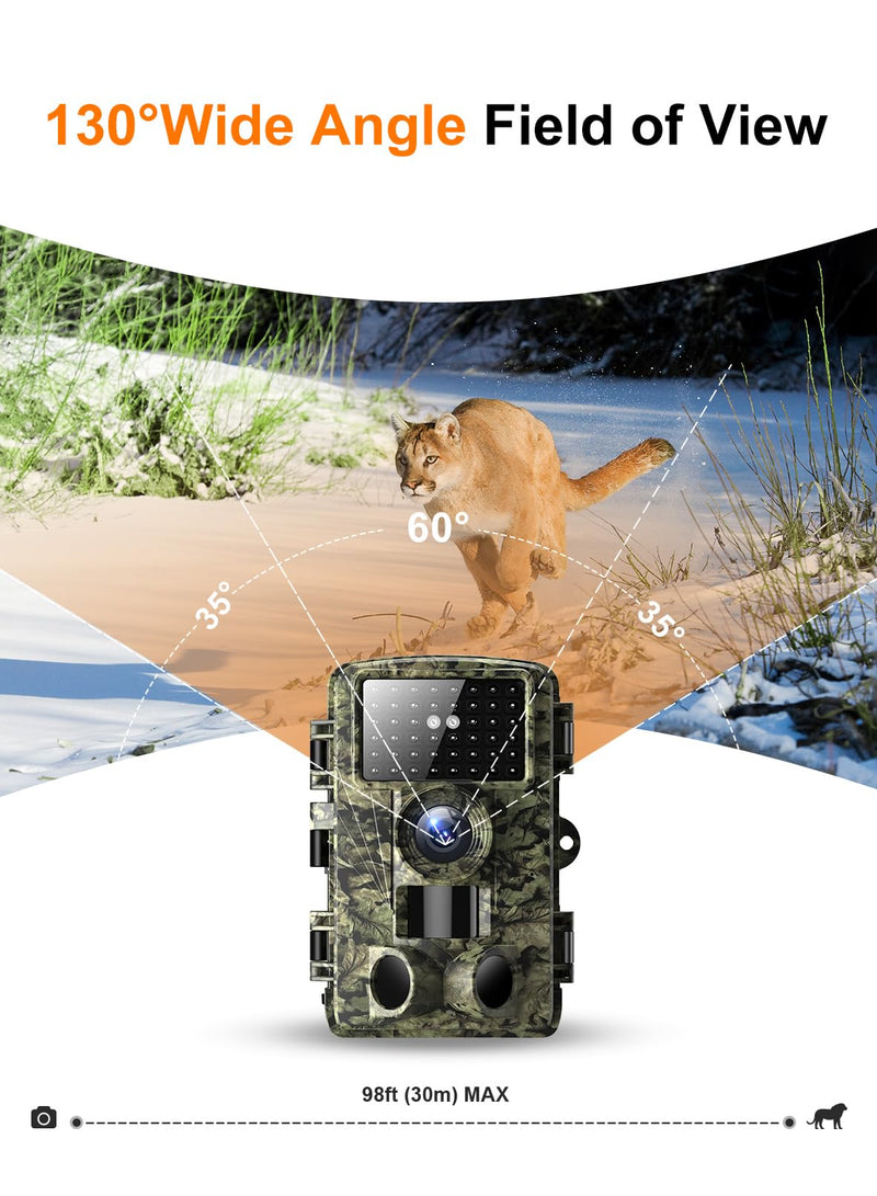 [AUSTRALIA] - Trail Camera - 4K 48MP Game Camera with Night Vision, 0.05s Trigger Motion Activated Hunting Camera, IP66 Waterproof, 130 Wide-Angle with 46pcs No Glow Infrared Leds for Outdoor Wildlife Green 
