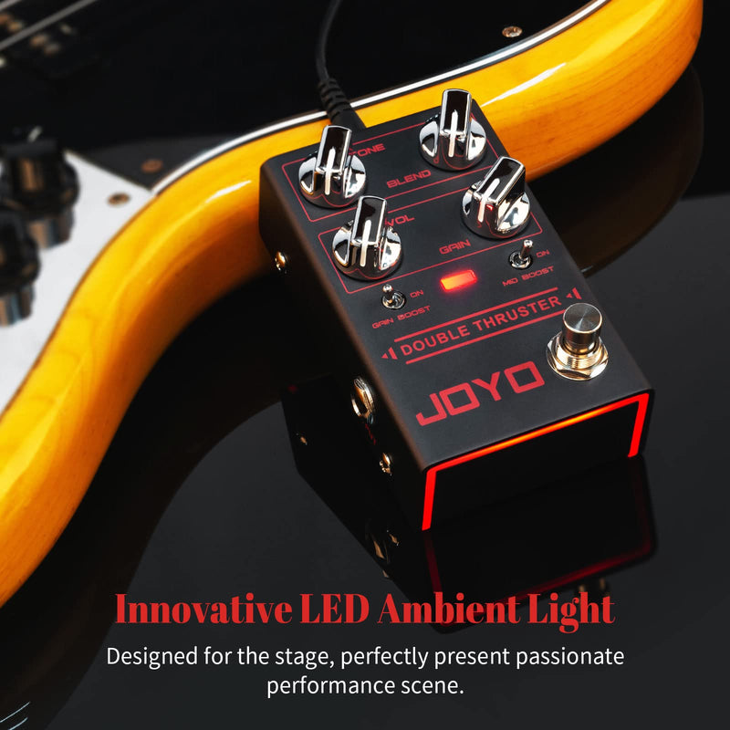 JOYO Bass Guitar Pedals High Gain Overdrive Effect Pedal with Independent Mid Frequency and Gain Boost for Bassist Electric Guitar Bass (DOUBLE THRUSTER R-28) Bass,Overdrive Brown