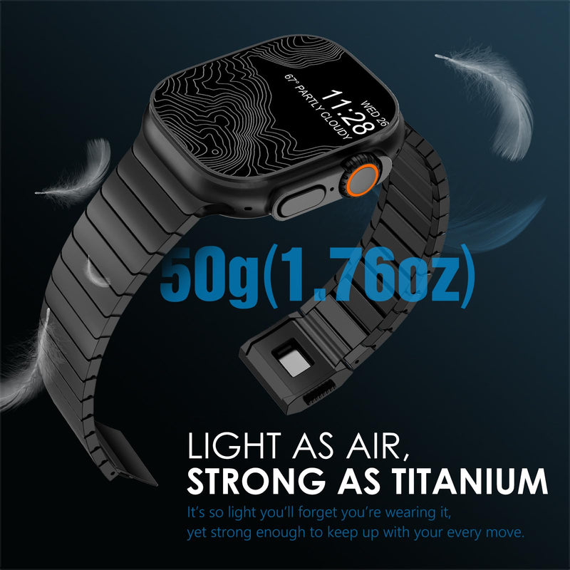NewWays Titanium Link Bracelet Band for Apple Watch Ultra 3 2 1, Series3-11 | Premium Titanium, Lightweight Comfort, Exceptional Strength, Skin-Friendly, Built to Last Black Grade 2 Titanium 42mm(Series 3)/44mm/45mm/46mm/49mm