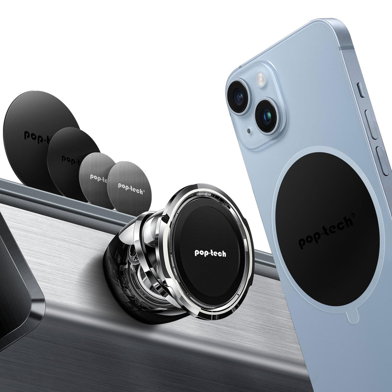 pop-tech Adhesive Magnetic Phone Holder for Mercedes-Benz GLC C E CLS-Class | Strong Magnets, Stick On Sloped Vertical Car Dashboard, All-Metal Dash Phone Mount for iPhone Samsung Socket Grip
