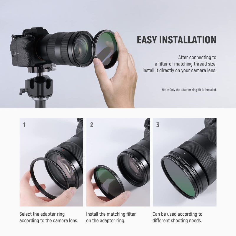 [AUSTRALIA] - Neewer 20 Anodized Black Metal Lens Filter Adapter Rings - 10 Step Up + 10 Step Down Set 20 Pack 