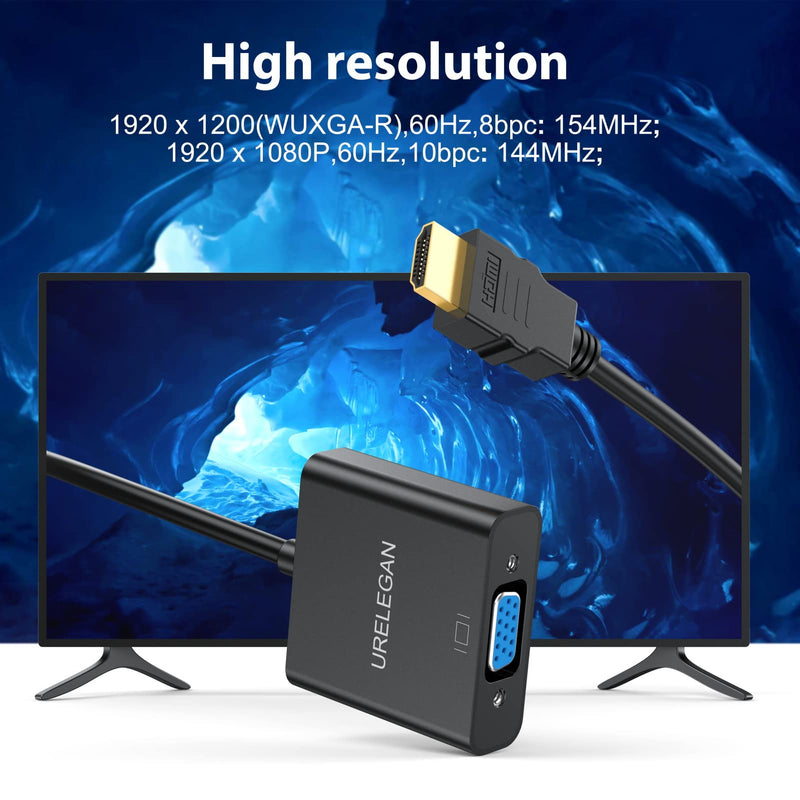 HDMI to VGA Adapter 10-Pack,(Male to Female) 1080P@60Hz | Computer HDMI to VGA Monitor Adapter for Computer, Desktop, Laptop, PC, Monitor, Projector, HDTV, Chromebook, Raspberry Pi 0.5FT