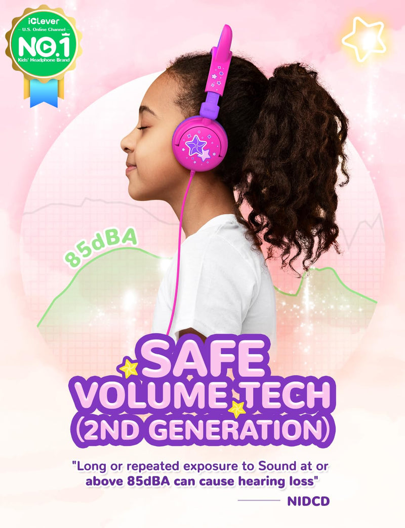 iClever HS25 & HS19 Wired Kids Headphones Bundles, Safe Volume, Stereo Sound, Kids Headphones for School Travel