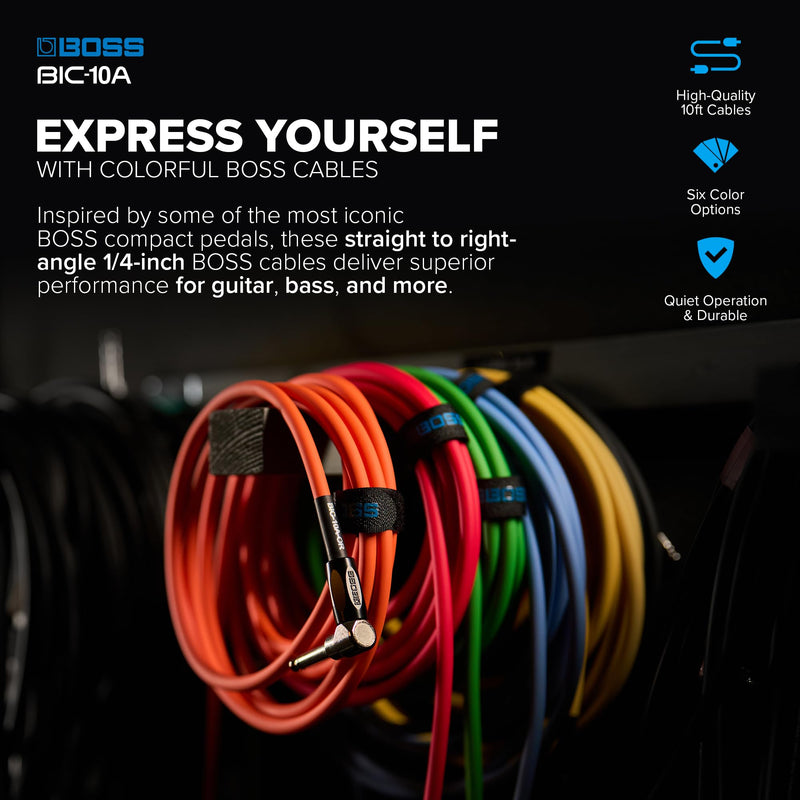 [AUSTRALIA] - BOSS Colorful Quality Lightweight Instrument Cable (BIC-10A-BK) BLACK 