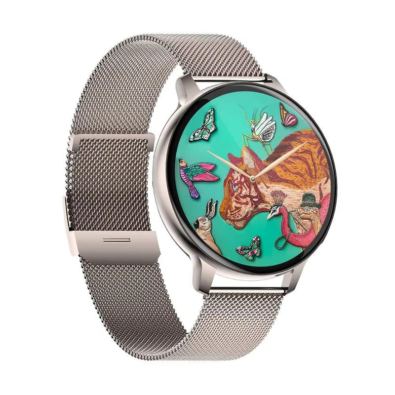 Elegant Women smartwatch with 2 Bands, Bluetooth Calls & Tracking. | Elegant women smartwatch with 2 interchangeable bands. Supports Bluetooth calling, notifications & real-time health tracking.