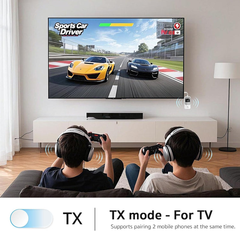 [AUSTRALIA] - [2026 Upgraded] Bluetooth Transmitter 5.3 Receiver with OLED Display | Dual Connection & Low Latency | Wireless Aux Bluetooth Adapter for TV, Airplane, Headphone, Airpods, Speaker, Car (Silver) Silver 