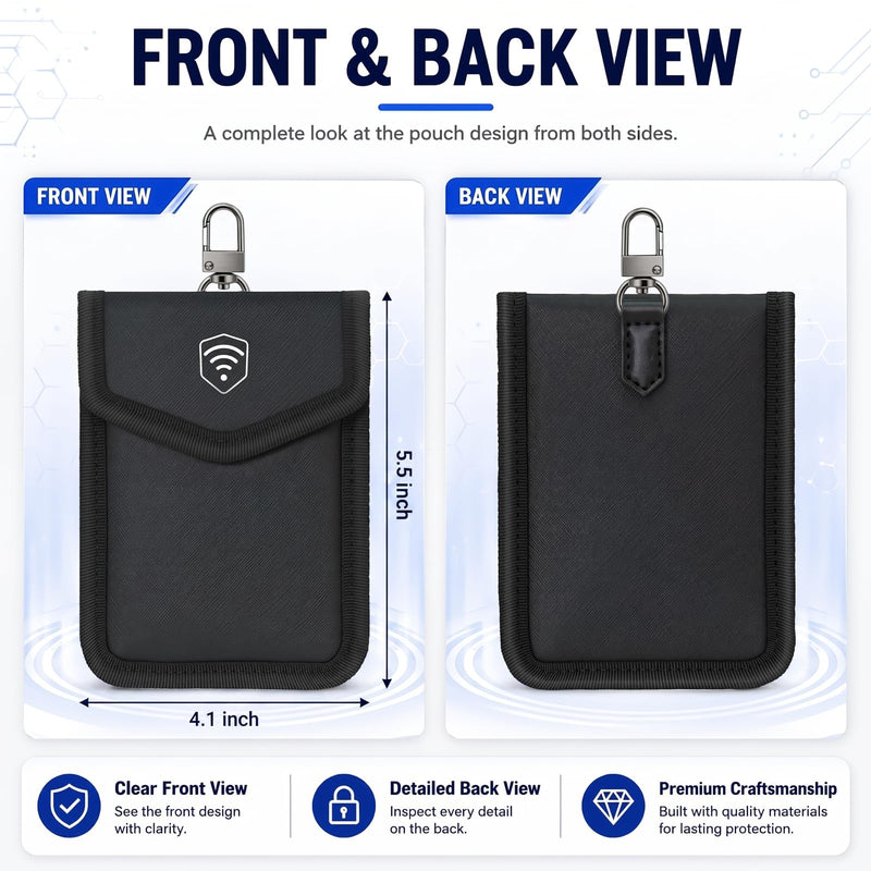 Faraday Bag Bundle for Phone and Key Fob, Signal Blocking Pouch Set for Cell Phone, Car Keys and Keyless Entry Remote, RFID Blocking Privacy Protection