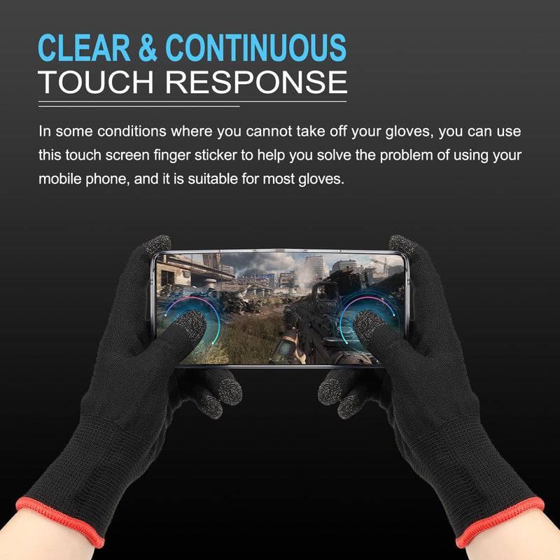 MECCANIXITY Gloves Touch Screen Sticker Ultra High Sensitivity Flexible Carbon Fiber Ultra Thin Stickers Black for Gloves, Pack of 40