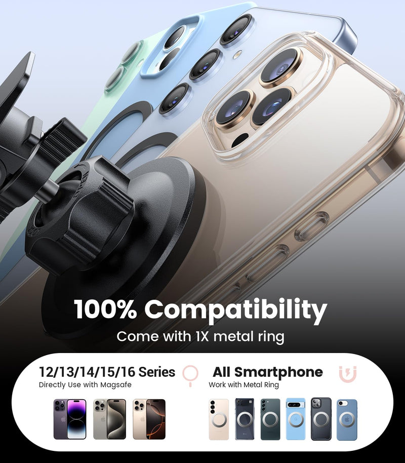VICSEED for MagSafe Car Mount [Upgraded Strong Magnetic & Won't Break Vent] | Stable Travel Magnetic Phone Holder, 360° Adjustable, Hands Free for iPhone 17 16 15 14 13 12 Pro Max All Phones, Pink
