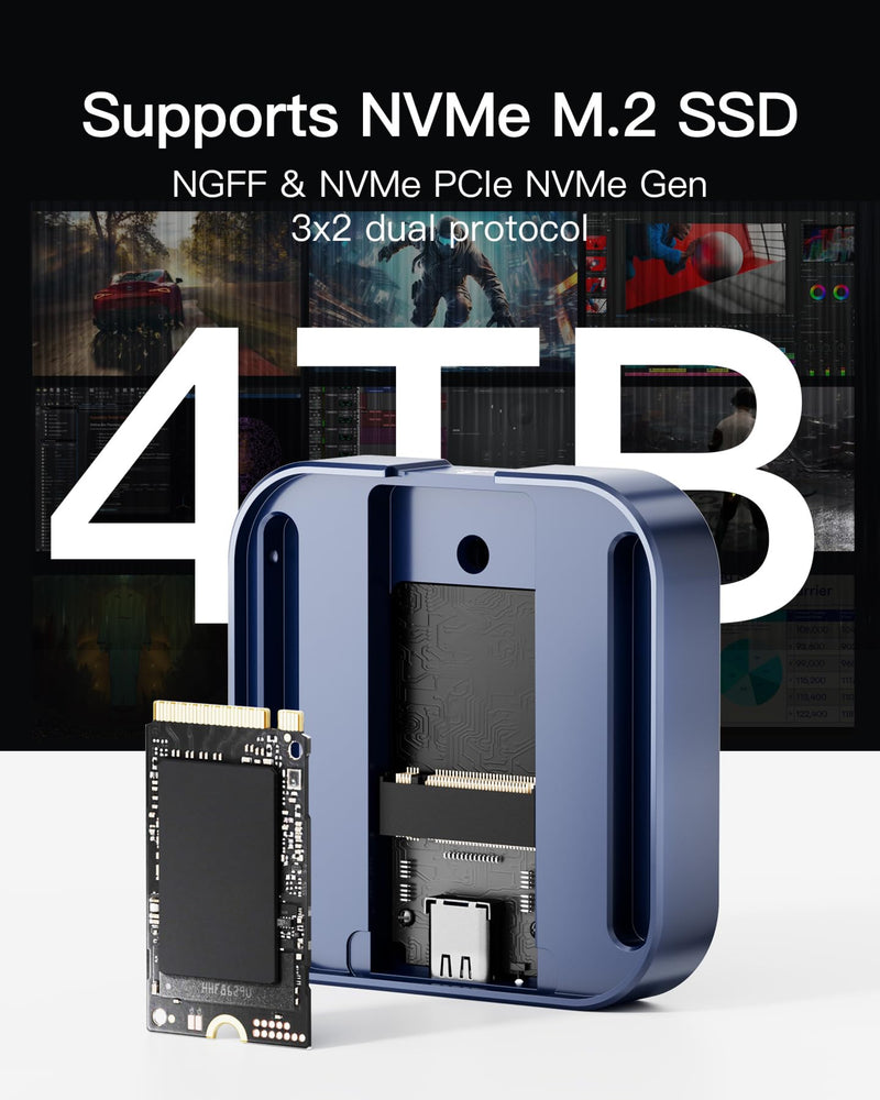 [AUSTRALIA] - Inateck Magnetic M.2 SSD Enclosure, Type-C USB 3.2 Gen 2 10Gbps SSD Enclosure, Tool-Free, Compatible with 2230 NGFF&NVME PCIe M.2 M-KEY/B&M-Key, Supports Windows/Linux/Android/MacOS, FE2032 