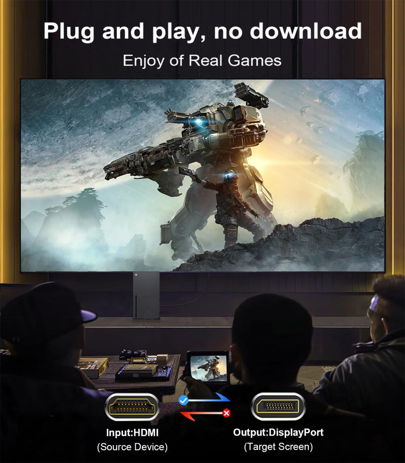 Reborn HDMI to DisplayPort Adapter | 4K@60Hz HDMI (Source) 2.0 Male to DP (Display) 1.2 Female Converter [1 Pack] HDMI to Display Port Adapter Compatible with Laptop,AMD,NVIDIA,PS5,Xbox and More