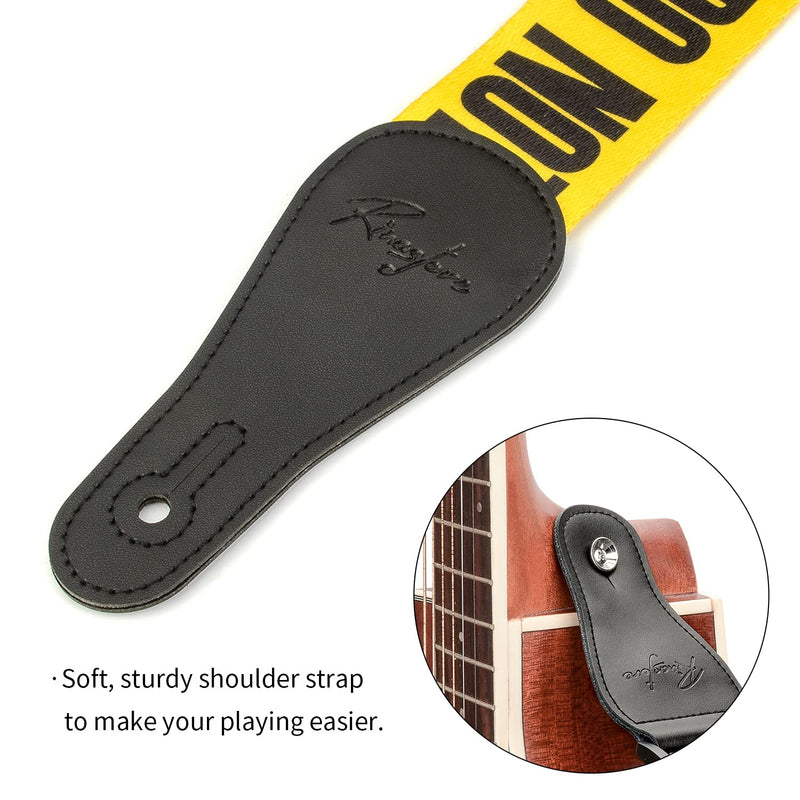 Guitar Strap, Soft Shoulder Strap for Acoustic, Electric and Bass Guitars Police Line Yellow