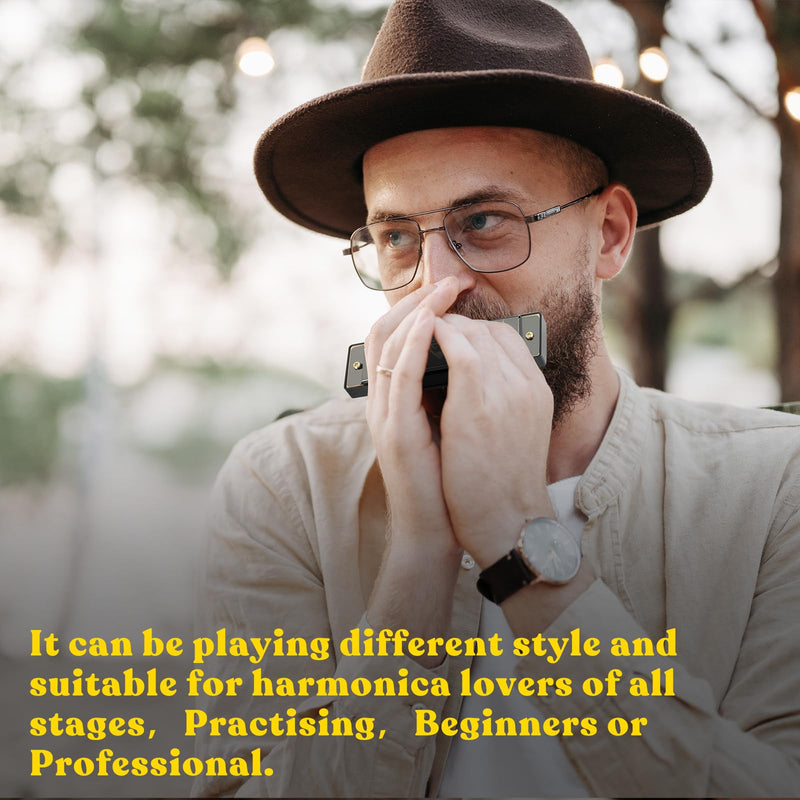 [AUSTRALIA] - EASTROCK Harmonica Set of 7, 10 Holes Blues Harp Mouth Organ Harmonica Set with 7 keys, C D E F G A Bb Key, Diatonic Harmonica for Professional Player, Beginner, Students gifts, Adult, Friends, Gift 7key-bk 