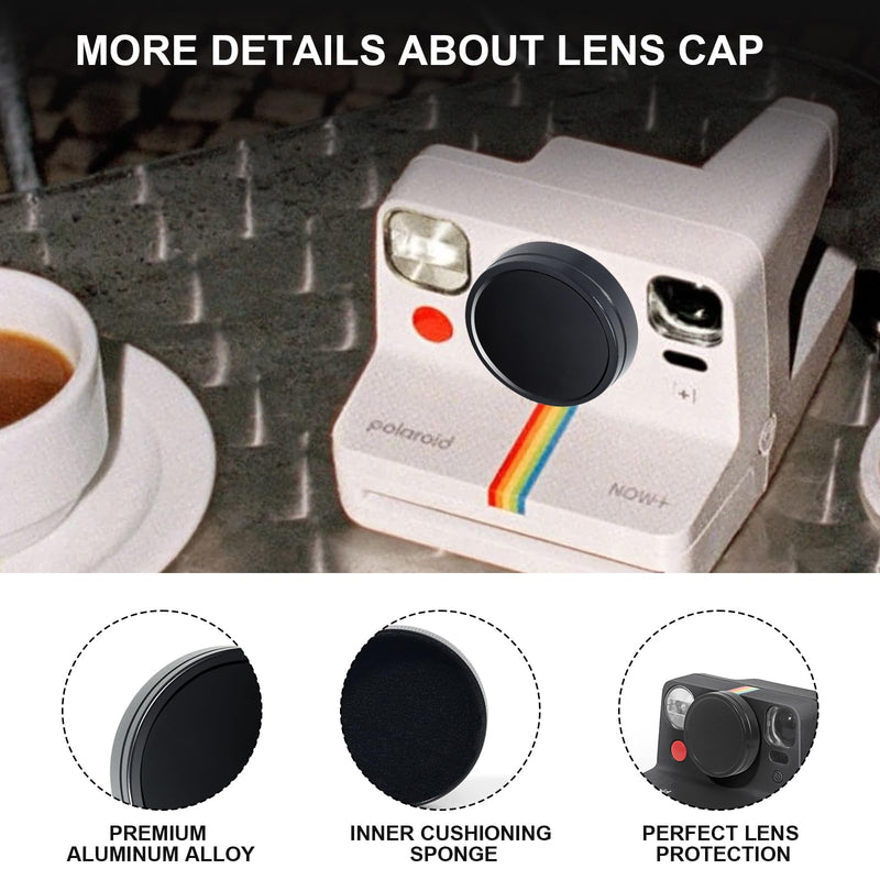 [AUSTRALIA] - WOGOZAN Lens Cap for Polaroid Now Gen 3, Now+ Gen 2/3rd Instant Camera, Lens Cover for Polaroid, Aluminum Alloy Lens Cap & Inner Cushioning Sponge with Storage Bag (No Camera) - Black 