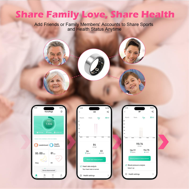 Women's Smart Ring Sleep Monitor Fitness Tracker (Silver, 10#) Silver 10#