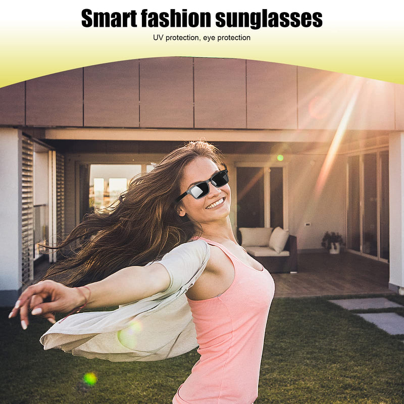 Smart Glasses,Wireless Bluetooth,IP5 Waterproof,Air Conduction Sound (Music&Call) for All Smart Devices Support Lens Replacement - Blue Light Blocking Polycarbonate Lens