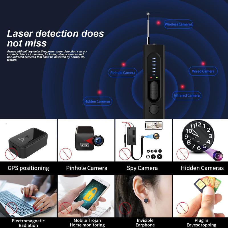 [AUSTRALIA] - Hidden Camera Detector, Anti-Spy Detector, Hidden Device GPS Detector, Camera Detector, Bug Detector, Privacy Protector, RF Wireless Signal Scanner for Hotels Office Home Travel, 5 Levels Sensitivity 