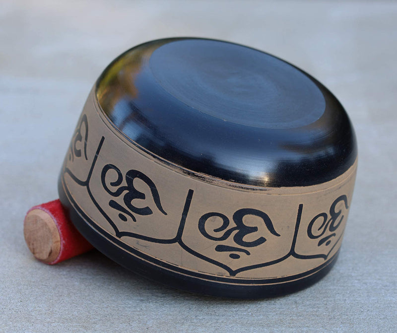DharmaObjects® Yoga Meditation 6 Inches Ganesh/OM Peace Singing Bowl/Cushion/Rosewood Mallet Gift Set OM