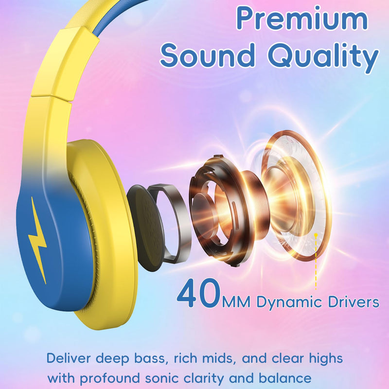 Candy Bila 2 Pack USB C Kids Headphones for School,Wired Over-Ear | 85dB Volume Limited, HD Stereo Sound, Adjustable Fit, Foldable Design for Travel, iPad, Tablets, Light Pink+Yellow