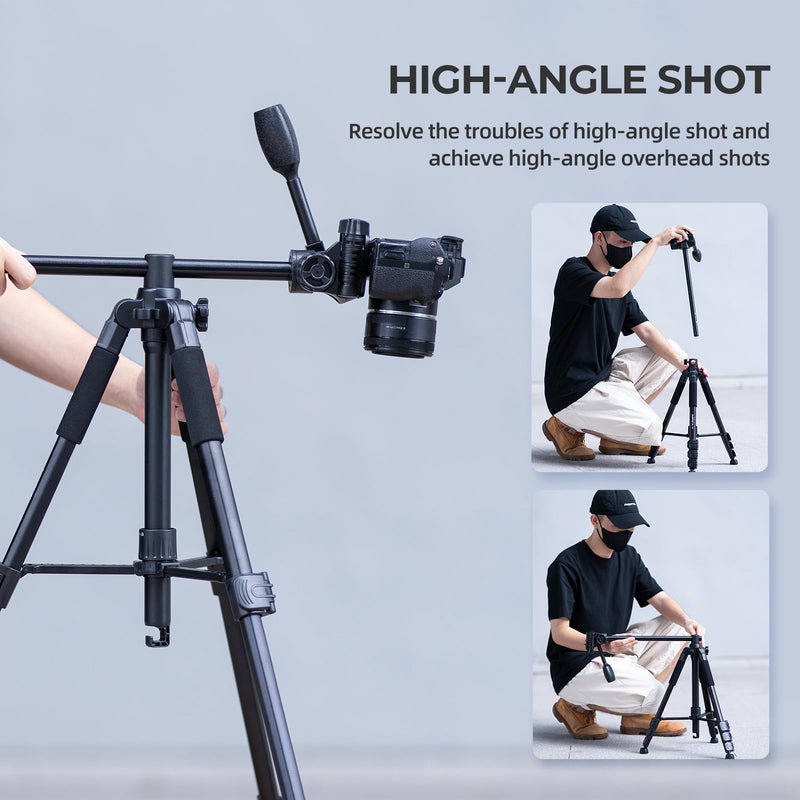 Ambitful 62" Professional Camera Tripod | Removable Horizontal Mount for DSLR/Phone/Camcorder/Spotting Scopes, Tall Video Recording