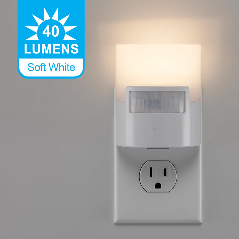 [AUSTRALIA] - GE LED Motion Sensor Night Light, Plug into wall, 40 Lumens, Soft White, UL-Certified, Energy Efficient, Ideal Nightlight for Bedroom, Bathroom, Kitchen, Hallway, 46632, White, 2 Pack White 40 Lumens 