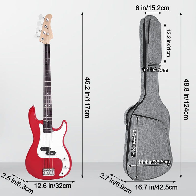 Bass Guitar Bag, Bass Gig Bag 7MM Padding Soft Electric Bass Guitar Case Backpack with Pockets, Grey Grey-1