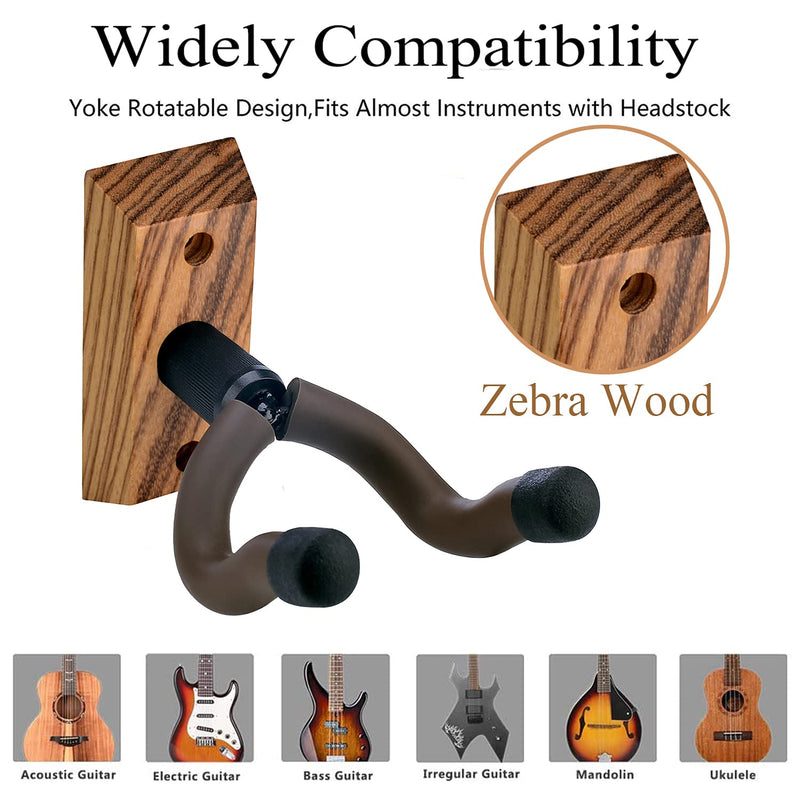 [AUSTRALIA] - Guitar Ukulele Wall Mount Hanger,Guitar Hangers,Hooks,Holders,Stand, 3Pack Zebra Hardwood Guitar Wall Mount Hanger,for Acoustic,Electric,Guitar,Bass,Banjo,Mandolin,Ukulele 3Pack,Zebra Hardwood 