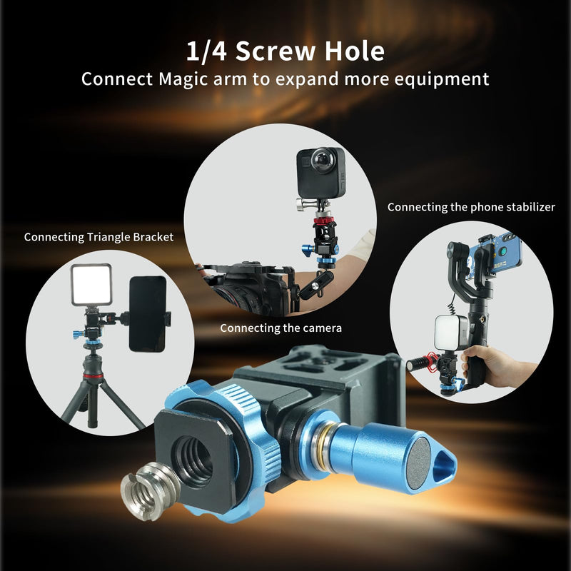 [AUSTRALIA] - Tripod Ball Head Mount 3 Port Cold Shoe Mount with 1/4"-20 Thread, 360° Rotating Panoramic Ball Head for DSLR Camera Tripod Monopod Slider Camcorder Camera Cage Flash LED Monitor Microphone 