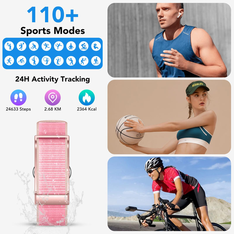 Health Activity Fitness Trackers for Women, 2026 Wearable Smart Bracelet, 120+ Sport Modes Smart Band, All-Day Continuous Heart Rate Blood Pressure Stress HRV Monitor, 24H Sleep Tracker with Free App