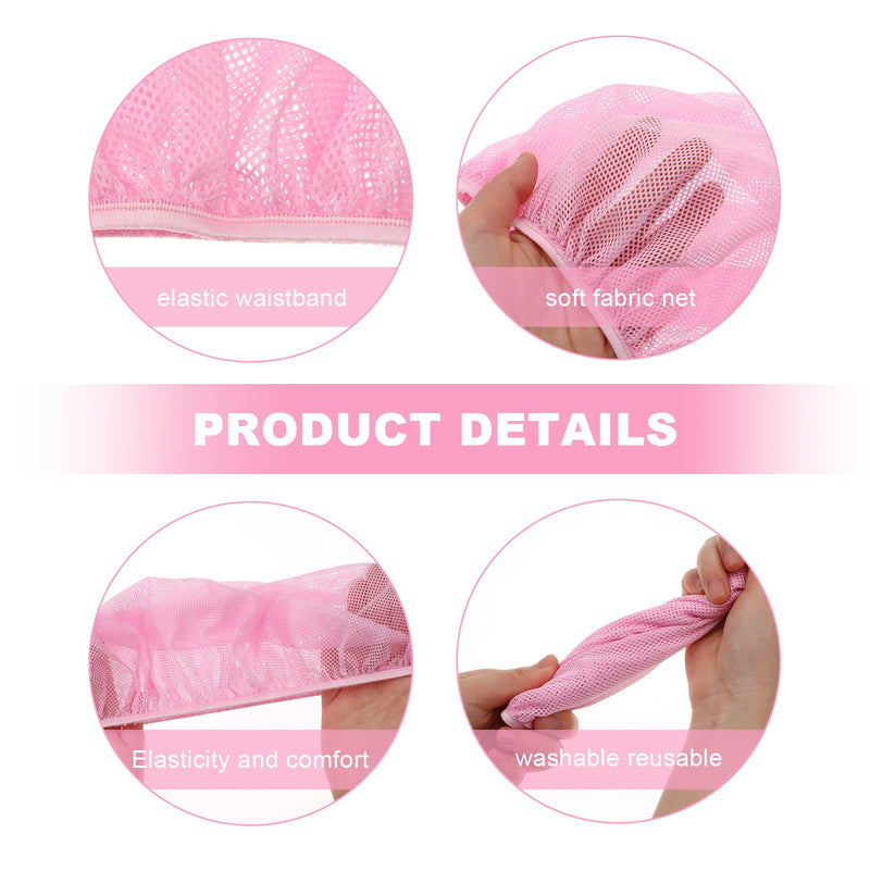 [AUSTRALIA] - 4 Pcs Mesh Sleep Bonnet Hair Nets Cap for Women Pink Black 