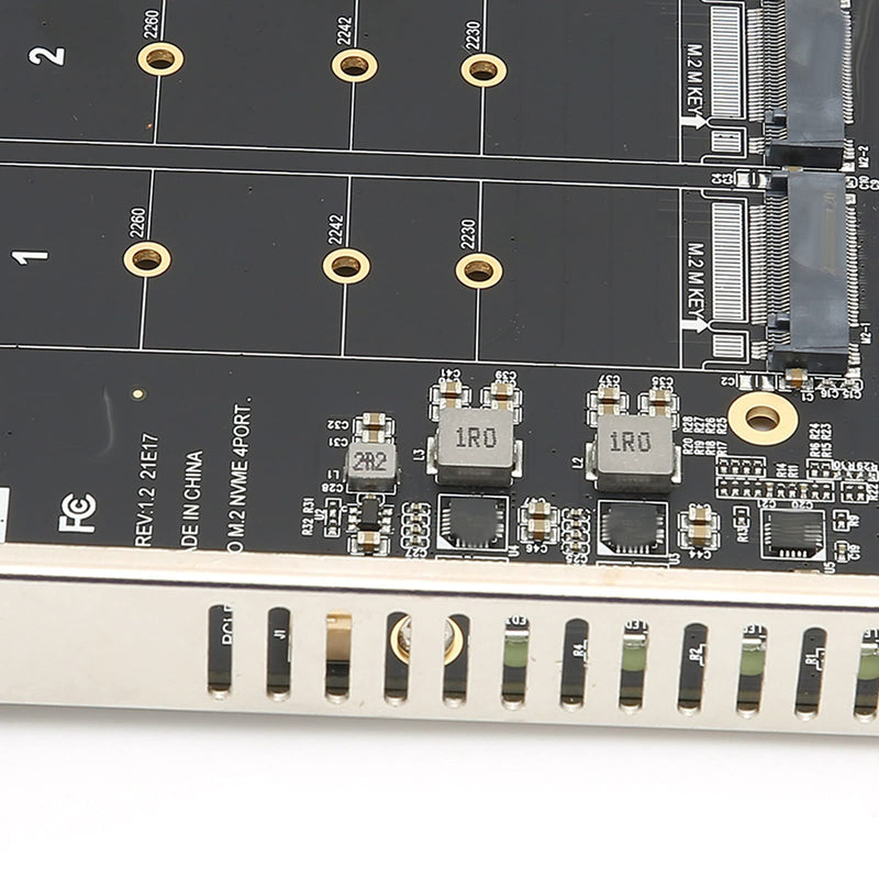M.2 NVME SSD to PCIe 4.0 Adapter Card, 4 Port M.2 NVMe to PCIE x16 Expansion Card for M Key NVMe SSD, 4 x 32Gbps Full‑Speed(ph44) ph44