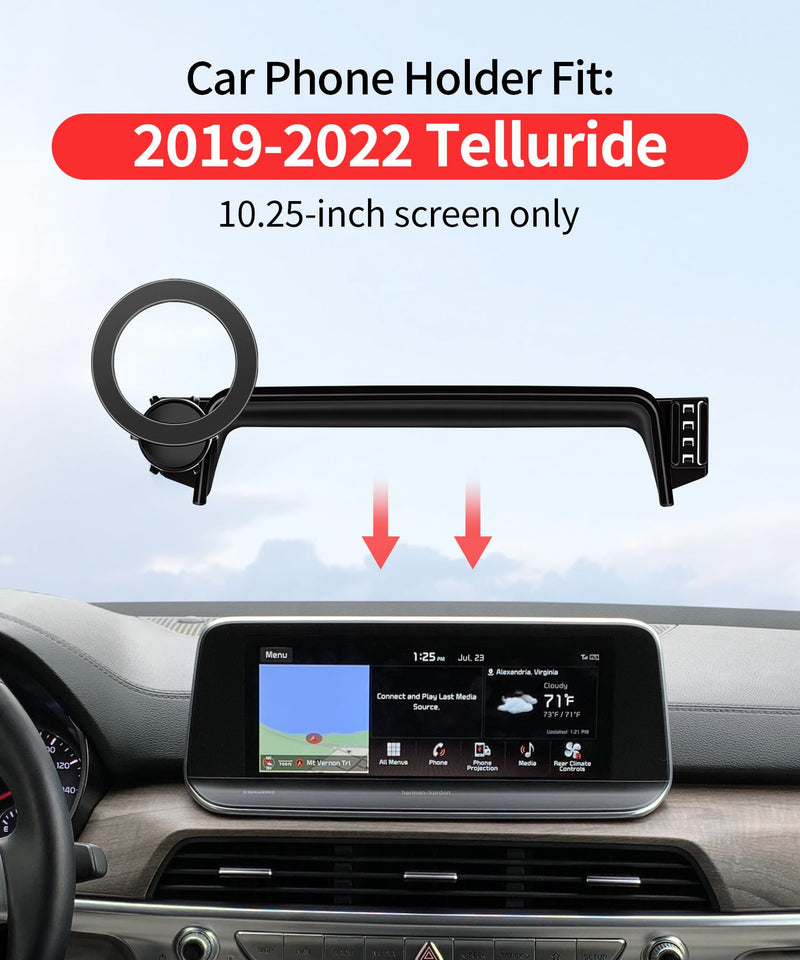 Car Phone Holder for Kia Telluride 2019-2022 10.25" Screen Magsafe Mount | Magnetic Accessories Cell Phone Mount Clip Compatible with iPhone, 3D fit Stable Dashboard Navigation Bracket Cradle Stand