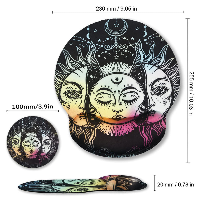 ArtSo Ergonomic Mouse Pad with Wrist Rest Support, Memory Form Non-Slip Rubber Base Mousepad for Home, Office, Easy Typing & Pain Relief, Mandala Sun Face