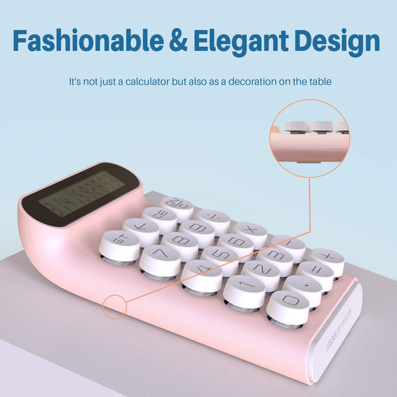 Mechanical Switch Calculator,Handheld for Daily and Basic Office,10 Digit Large LCD Display (Pink) Pink