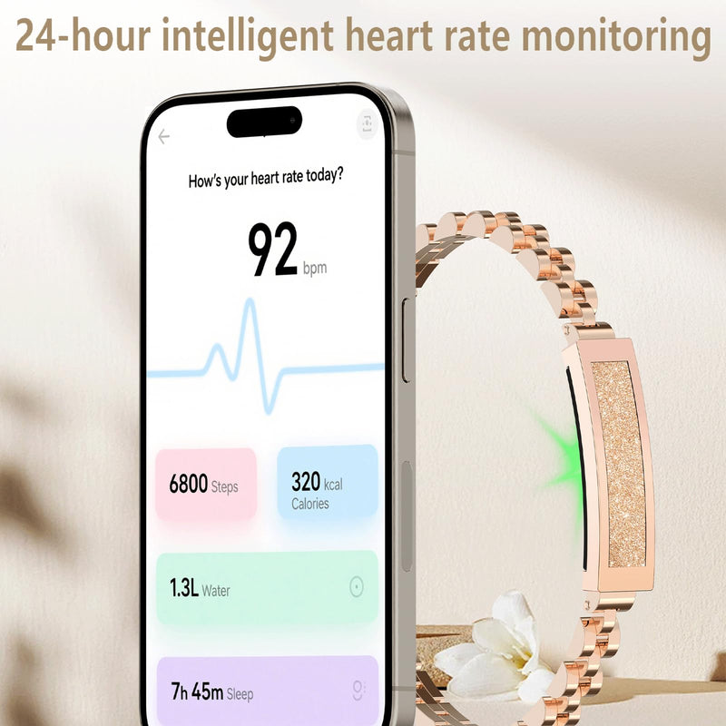 Fitness Tracker Smart Bracelet for Women Fitness Bracelet Smart Band with Sleep Tracker Heart Rate Monitor Step Counter for Android iOS chain-blackpurple