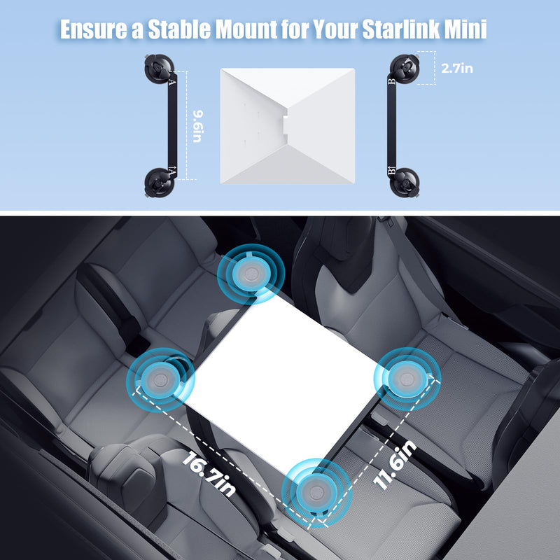 Starlink Mini Mount, Starlink Mini Suction Cup Mount for Car Windows & Sunroofs, Secure Mounting Kit with 2 Spare Cups & Anti-Slip Pad,All-Weather Stability for RVs, Trucks & Boats (Black/Deep black) Black/Deep black