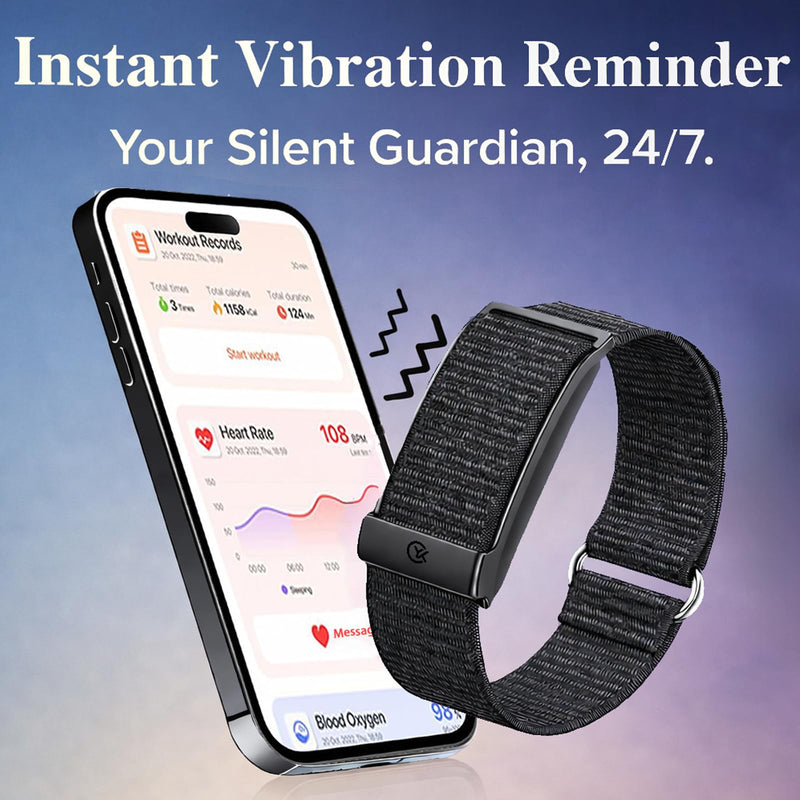 Smart Bracelet Health and Fitness Tracker No Subscription Fees Black | Heart Rate,Sleep,SpO2,HRV,Menstrual Cycle,No Screen,IP68 Waterproof,Comfort-Lightweight,35-day Battery Life,Band