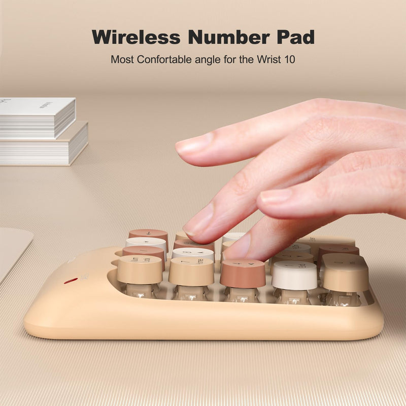 [AUSTRALIA] - Wireless Number Pads, Cute Colorful Numeric Keypad Numpad Portable 2.4 GHz Financial Accounting Number Keyboard Extensions, 18 Key Number Numpad for Laptop Desktop, PC (Cream) Green 