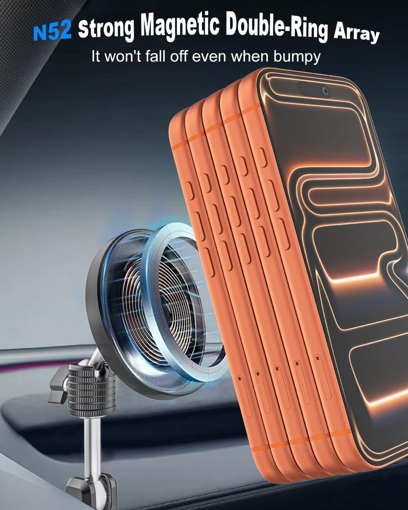 Magnetic Door Phone Holder for Tesla Model Y/3/Juniper/Highland 2021-2026, 【OEM-Style & Strong Magnet】 All-Metal Tesla Mount for iPhone 17/16/15/14/13/12, Tesla Accessories You Need in 2026