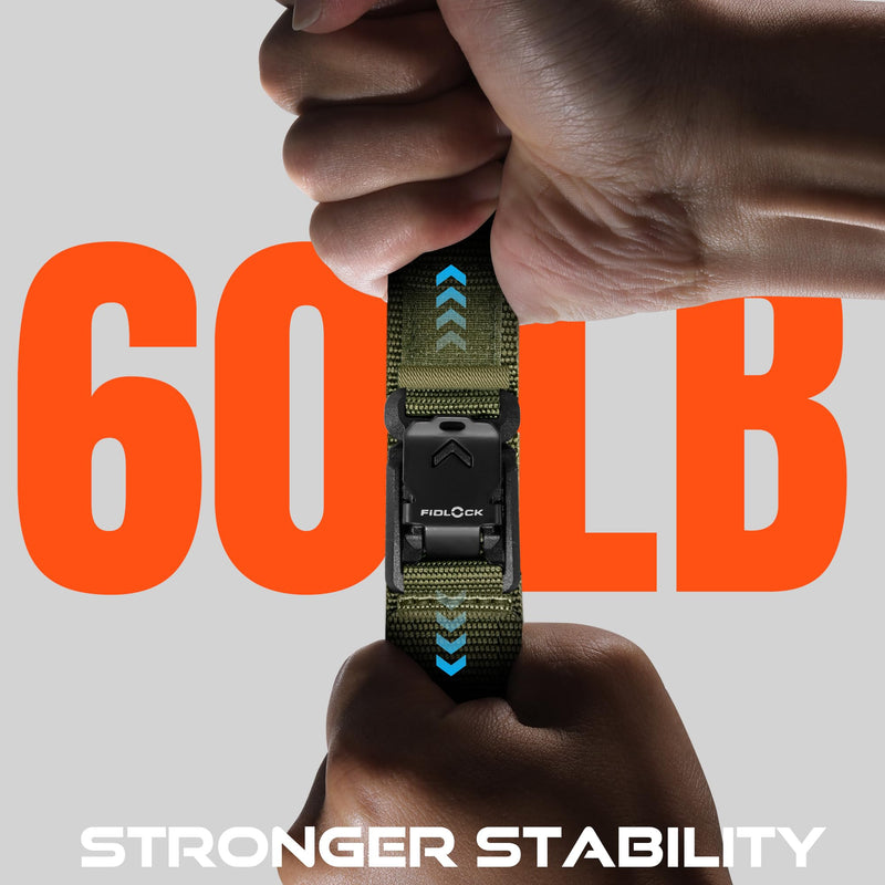 Bandletic 20mm Quick Fit Nylon Band Compatible with Garmin Watch | Rugged Nylon Strap with Magnetic Fidlock V-Buckle for Fenix 8 43mm//7s/6S Pro/5S Plus/Instinct 2s E 40mm/Approach S70 42mm Army Green Large (7.1"-8.5")