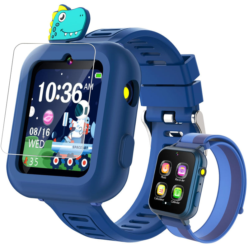 Pink Smart Watch for Kids with 3 Watch Bands and Blue Kids Watch with Selfie-Cam,Puzzle Games, Habit Tracking, Torch, MP3 Player, Voice Recorder, Pedometer