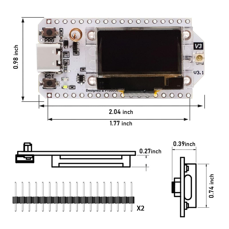 [AUSTRALIA] - APKLVSR LoRa ESP32 Development Board, LoRa V3 Board with OLED Display and Antenna USB C Dual-Core IOT Board 240MHz Bluetooth WiFi Module 863 928MHz for Arduino (Pack of 2) 2 PCS 