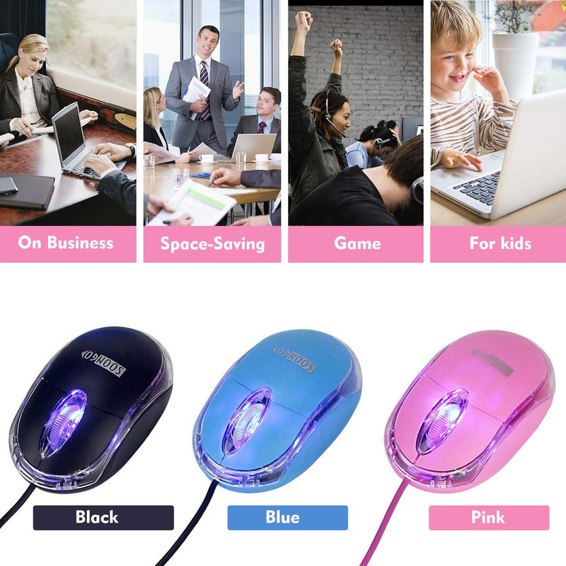 Pink Mini Mouse Computer Mouse Ergonomic Mouse with 1.5M Cable USB Mouse for Laptop PC Desktop mice Compatible with Windows Linux Mac fit for Office Business Home Kids and Lady by SOONGO Pink