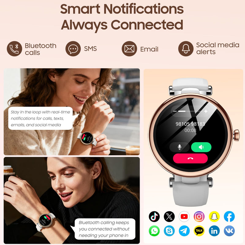 TOZO S8 AMOLED Smart Watch for Women, 1.32" HD Color Screen, NC9 Hybrid Active Noise Cancelling Wireless Earbuds, 6 Mics ENC Clear Call, IPX8 Waterproof