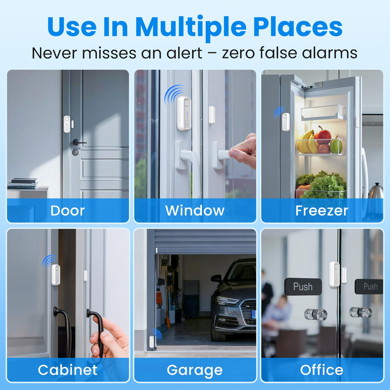 [AUSTRALIA] - SanJie Door Left Open Alarm with Delay(Instant/30s/1min/2min/4min),Window Fridge Door Alarm for Kids Safety,Volume Adjustment Mute-120dB,2 Tones,5 Modes,Ajar Alert for Freezer Garage Home,3 Sensor 3 Sensors 